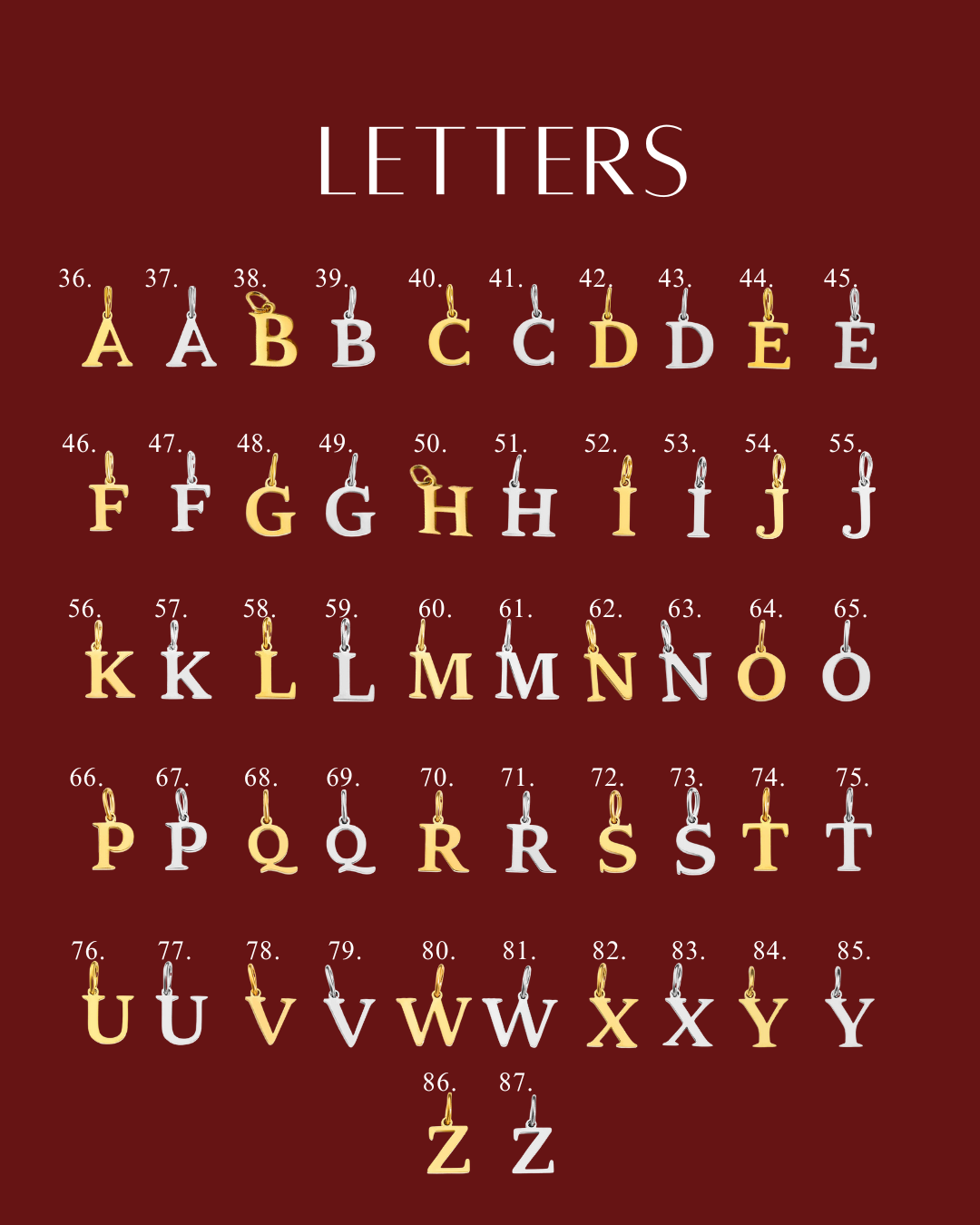Block Font Initial Pendants