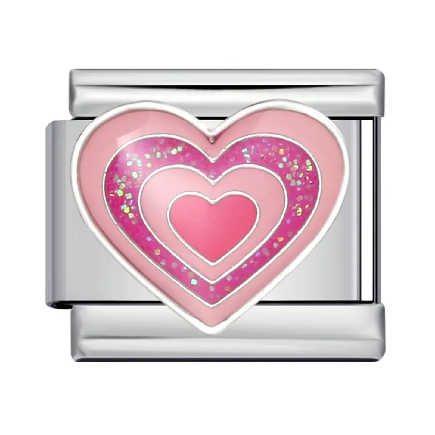 Pink Layered Heart Italian Charm