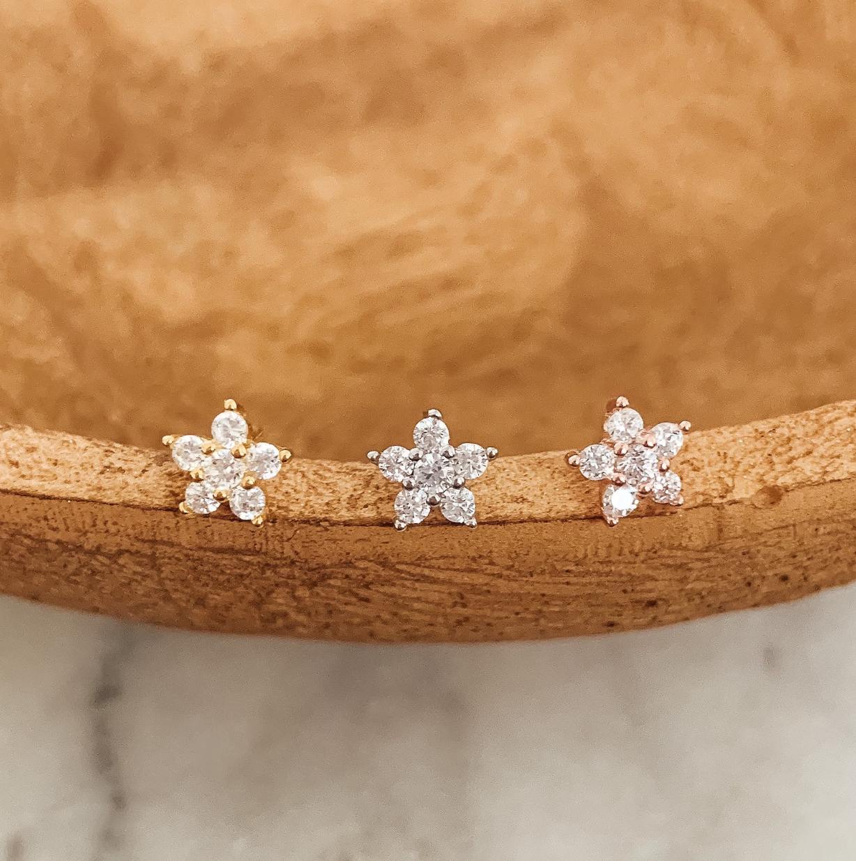 Zirconia Flower Studs