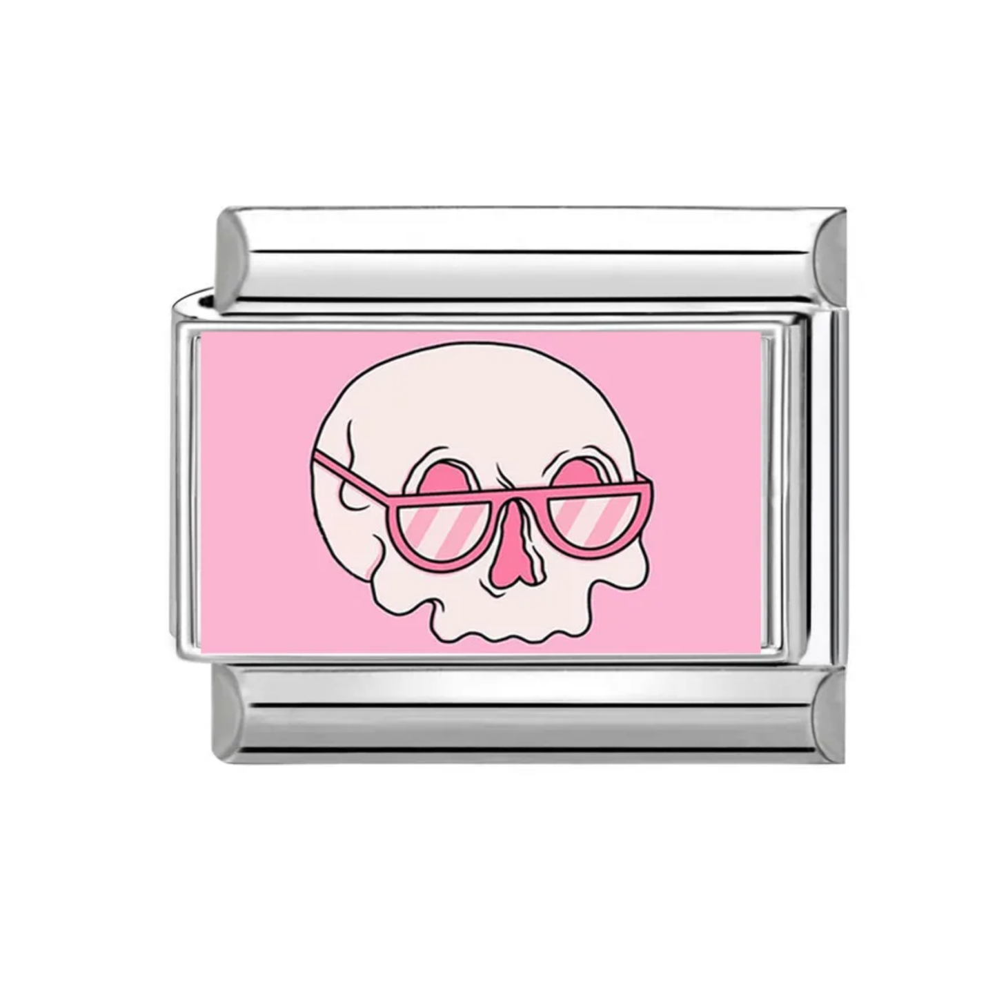 Pink Rebel Skull Italian Charm
