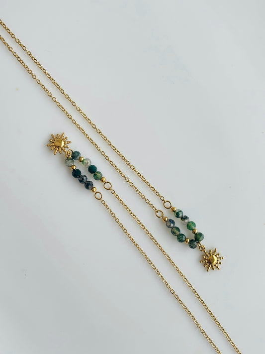 Emerald Sun Charm Necklace