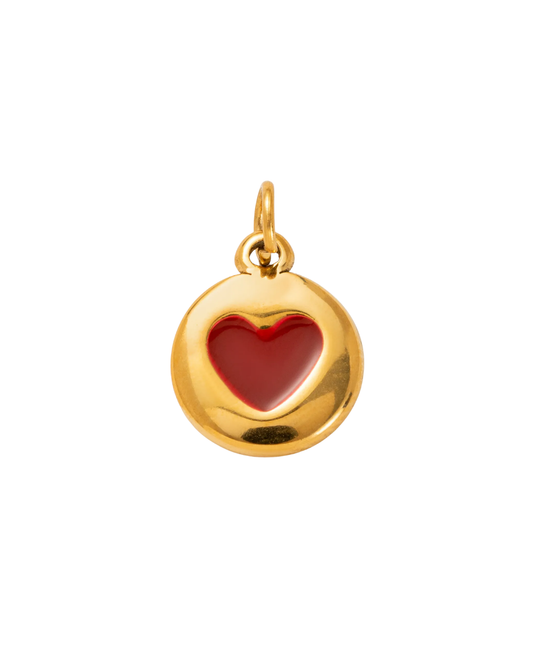 Red Heart Disc Charm