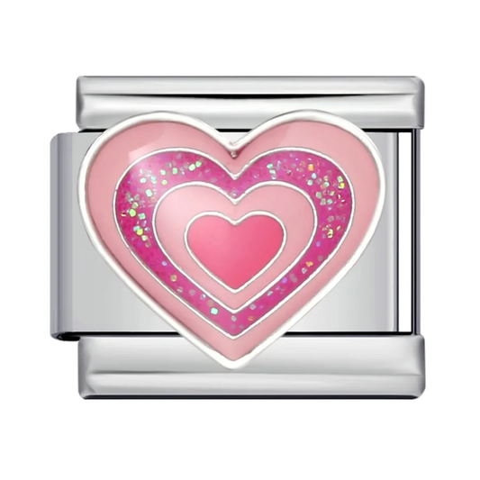 Pink Layered Heart Italian Charm