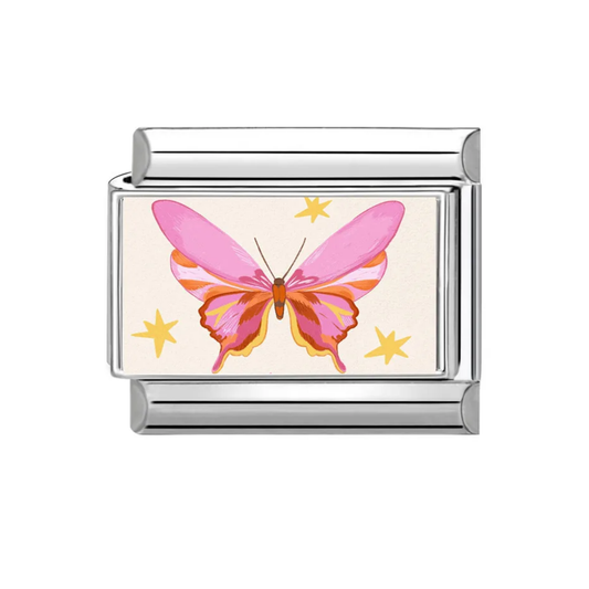 Pink Butterfly Italian Charm