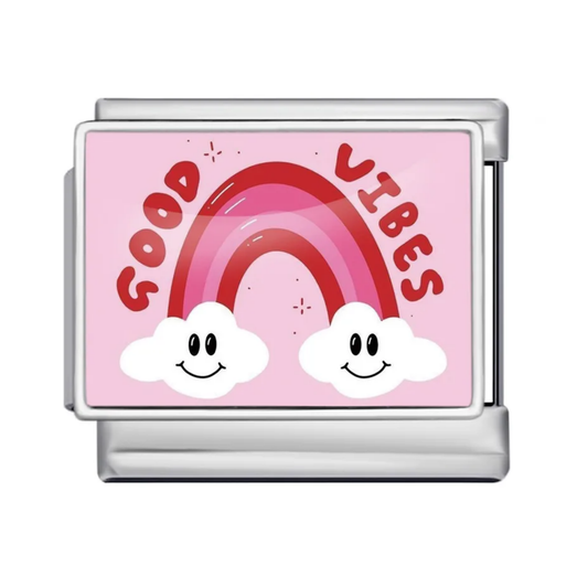 Good Vibes Rainbow Italian Charm