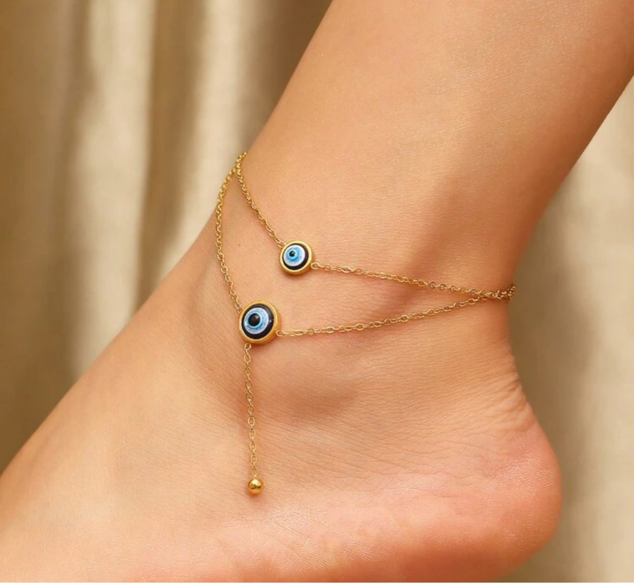 Evil Eye Double Layered Anklet