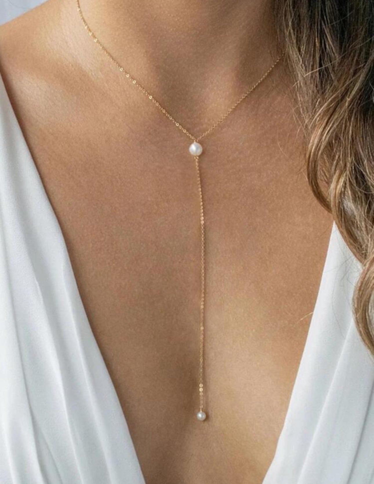 Pearl Drop Y Necklace