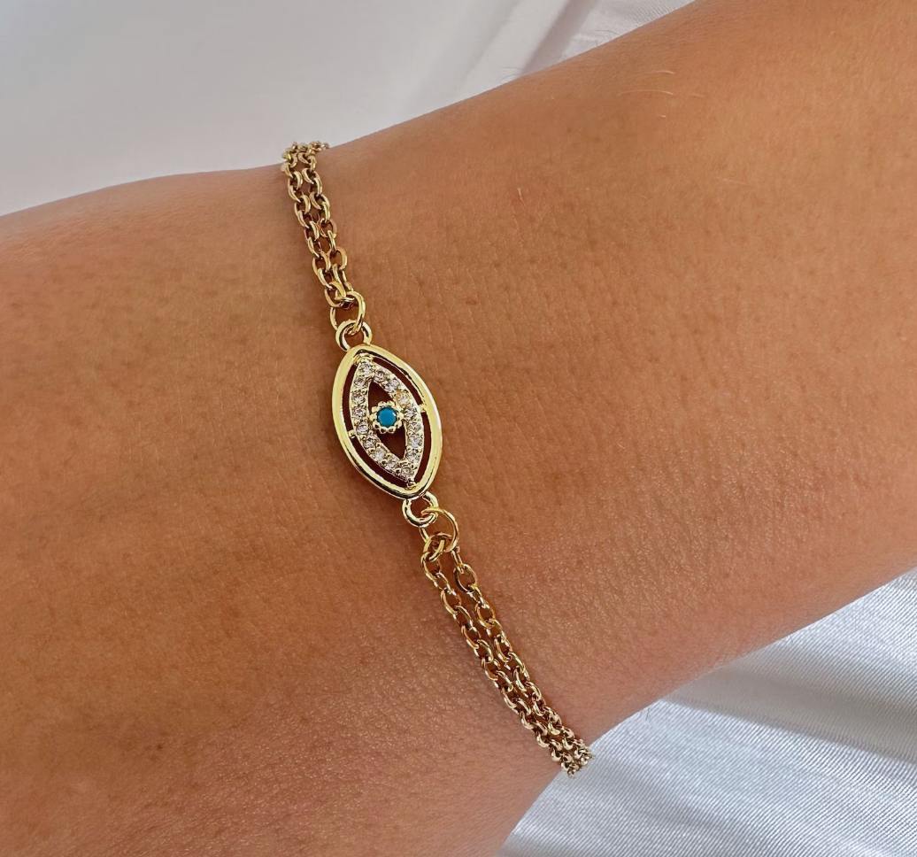 Rhinestone Eye Pendant Bracelet