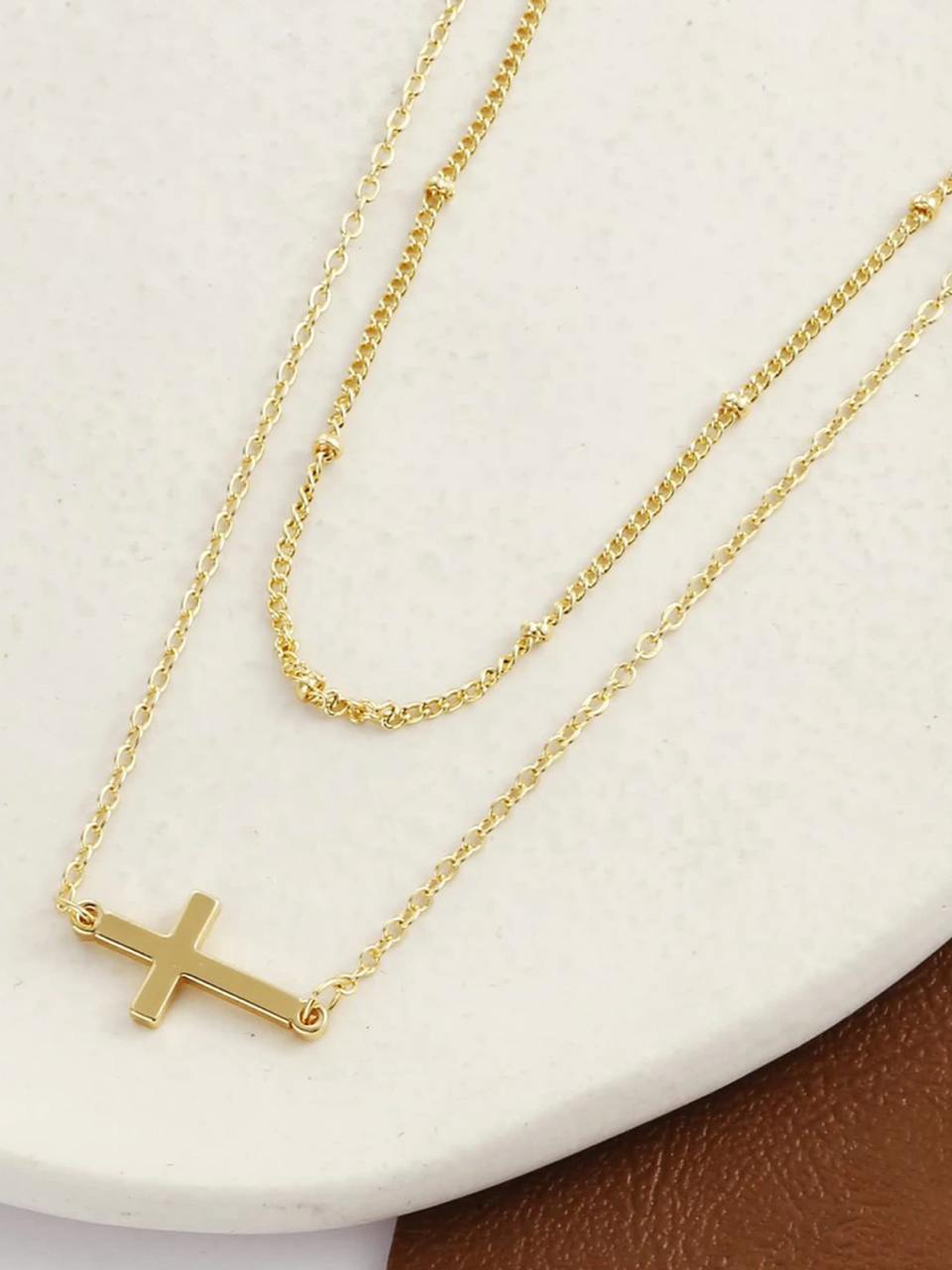 Layered Cross Pendant Necklace