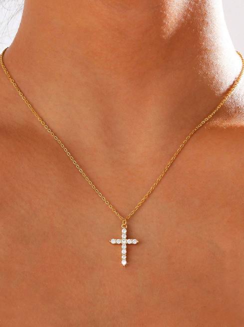 Zirconia Cross Pendant Necklace