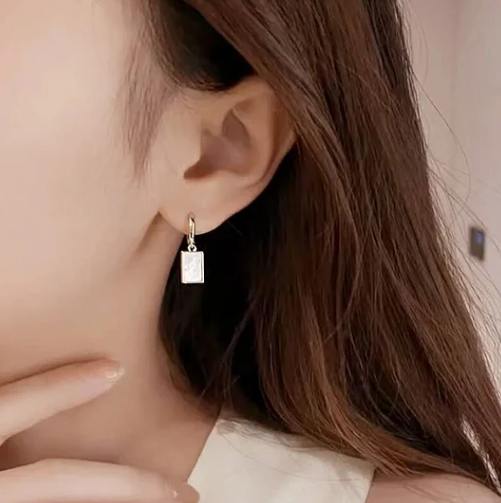 Square Shell Drop Earrings