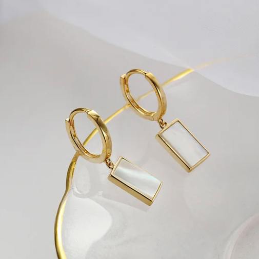 Square Shell Drop Earrings