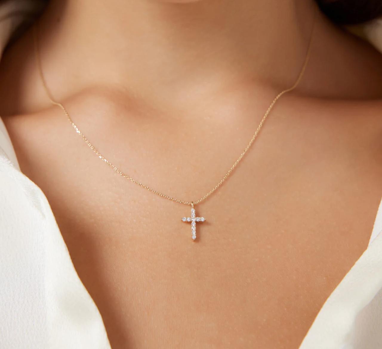 Tiny Sparkle Cross Necklace