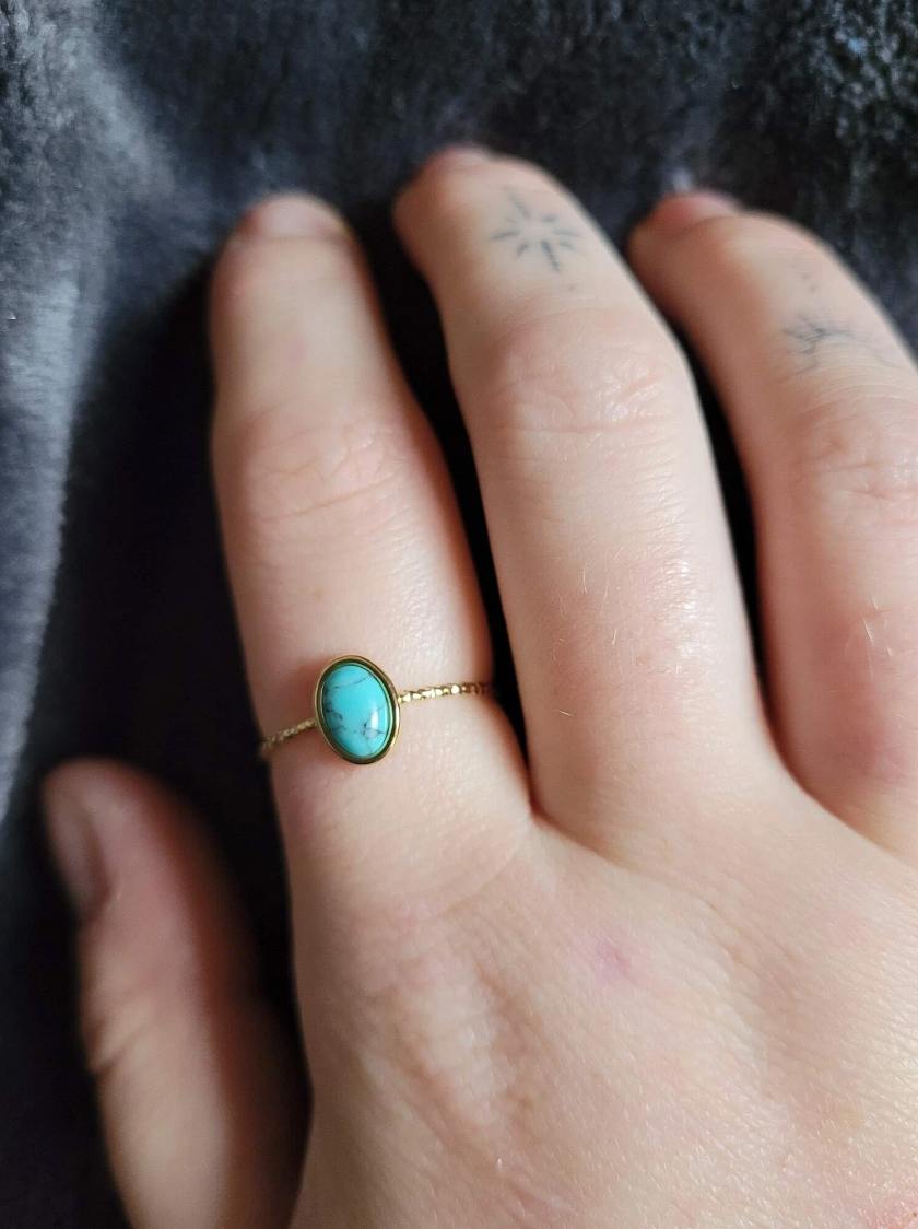 Blue Larimar Inlaid Ring