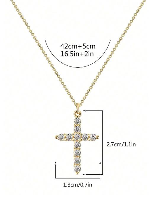 Zirconia Cross Pendant Necklace