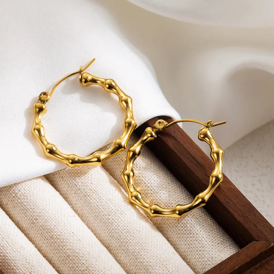 Golden Bamboo Hoops