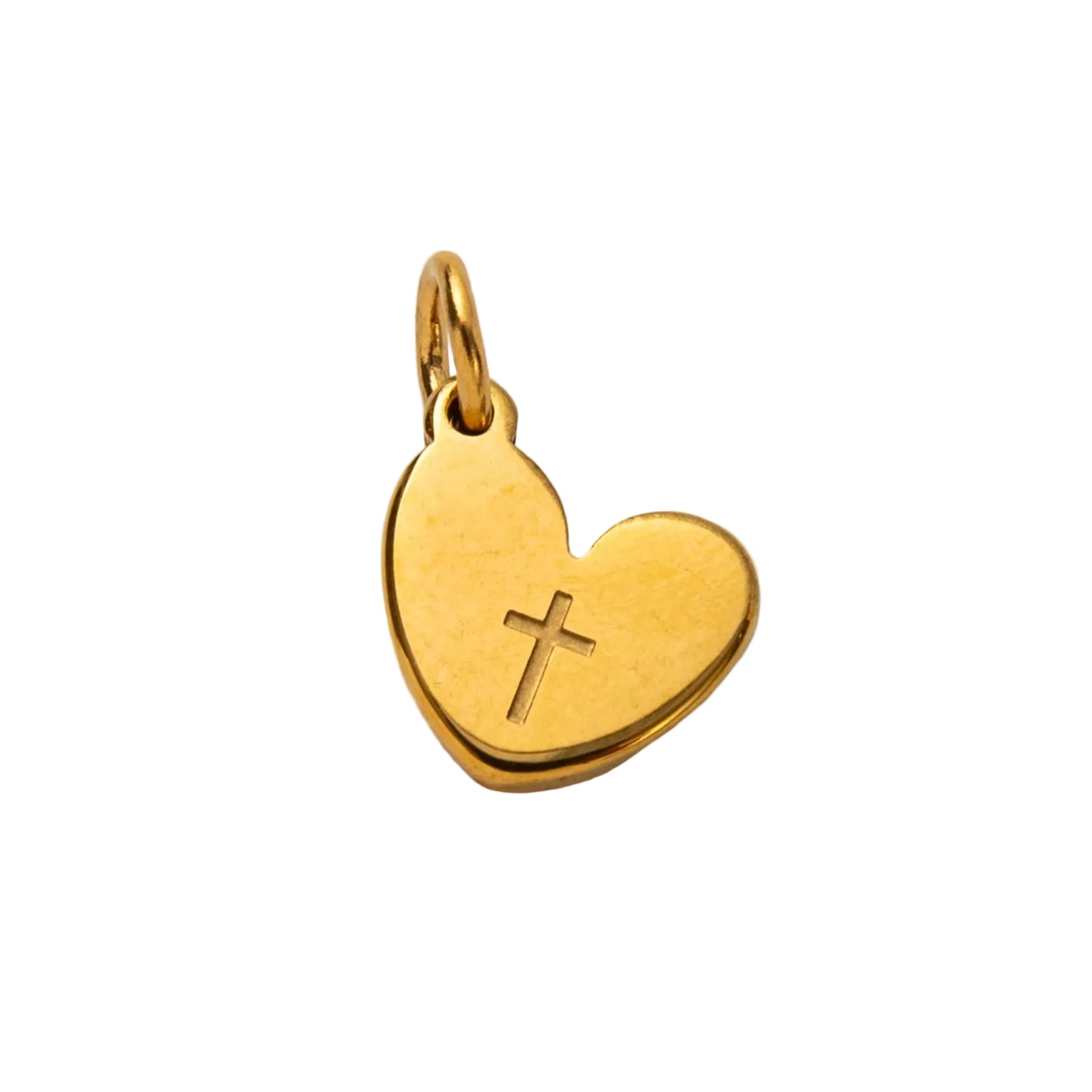 Tiny Heart Cross Charm