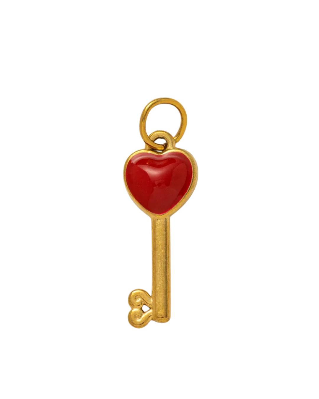 Crimson Heart Key Charm