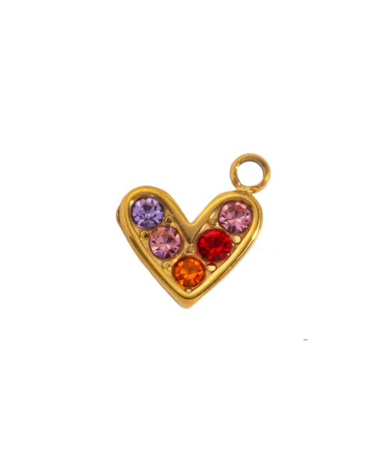 Rainbow Heart Sparkle Charm