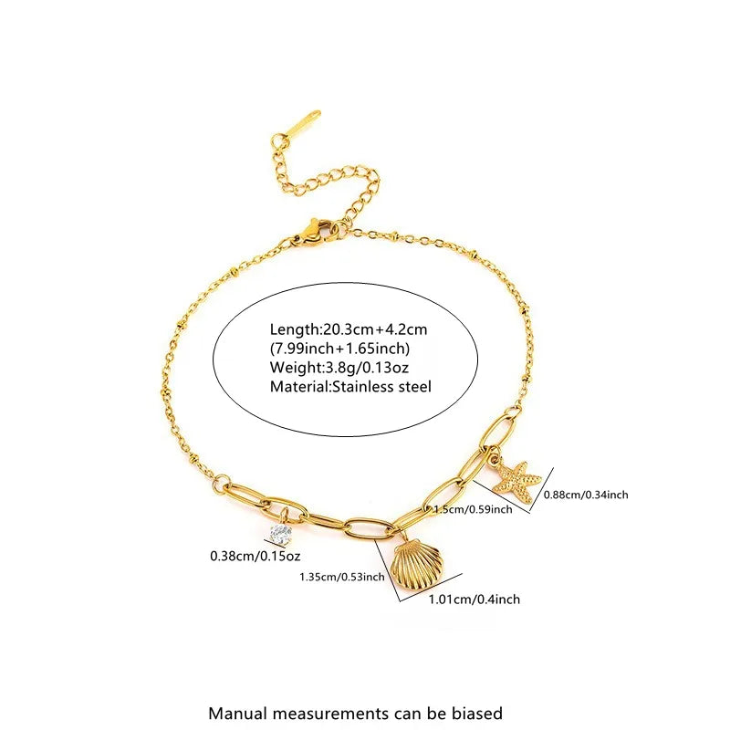 Starry Seashell Pendant Anklet